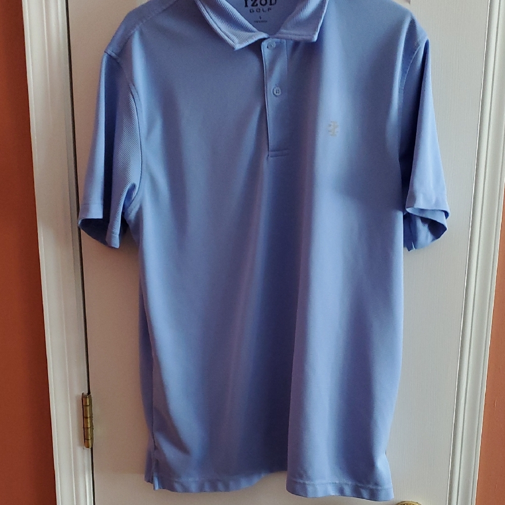 Izod Blue Polo Shirt Short Sleeve Golf Performance